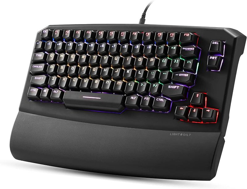 Photo 1 of Lightsalt Kurve - 79 Keys Ergonomic Mechanical Keyboard, True RGB Backlit, Wired USB Keyboards with Magnetic Wrist Rest, Programmable Software and Macro Functionality -BLACK
