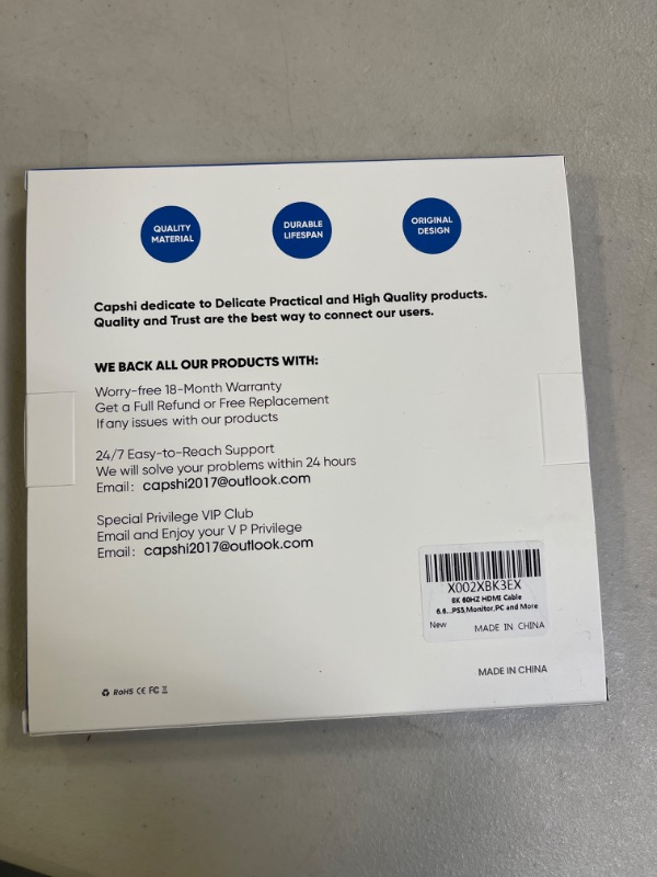 Photo 3 of 8K 60HZ HDMI Cable, Capshi HD 48Gbps High Speed HDMI Braided Cord-4K@120Hz 8K@60Hz, DTS:X, HDCP 2.2 & 2.3, HDR 10 Compatible with TV, PS4 PS5,Monitor,PC and More (6.6Feet)
