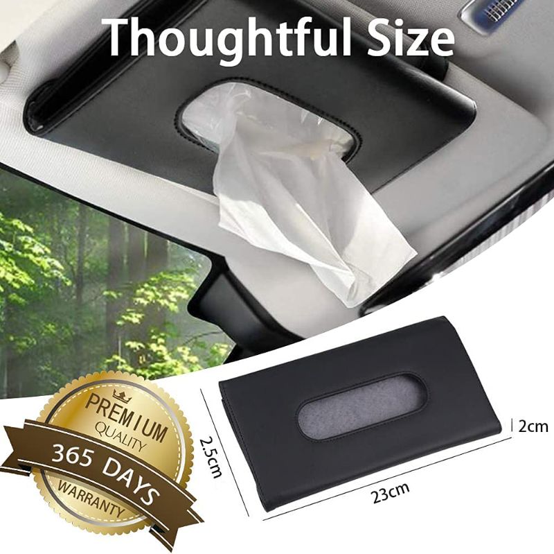 Photo 1 of   Oyrlize Tissue Holder for Car,Car Sun Visor Tissues Holder Napkin Box,Universal Car Vehicle Facial Paper Dispenser,Elegant [Durable] Leather Paper Carry Storaging Case,Best Gifts for Men Women-Black
