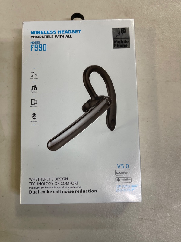 Photo 1 of Bluetooth Headset,Wireless Bluetooth Earpiece V5.0 Dual Noise Cancelling Microphones 16Hrs Talktime Handsfree Earphones with IPX5 Waterproof for iPhone Android Laptop Business Office Driving
