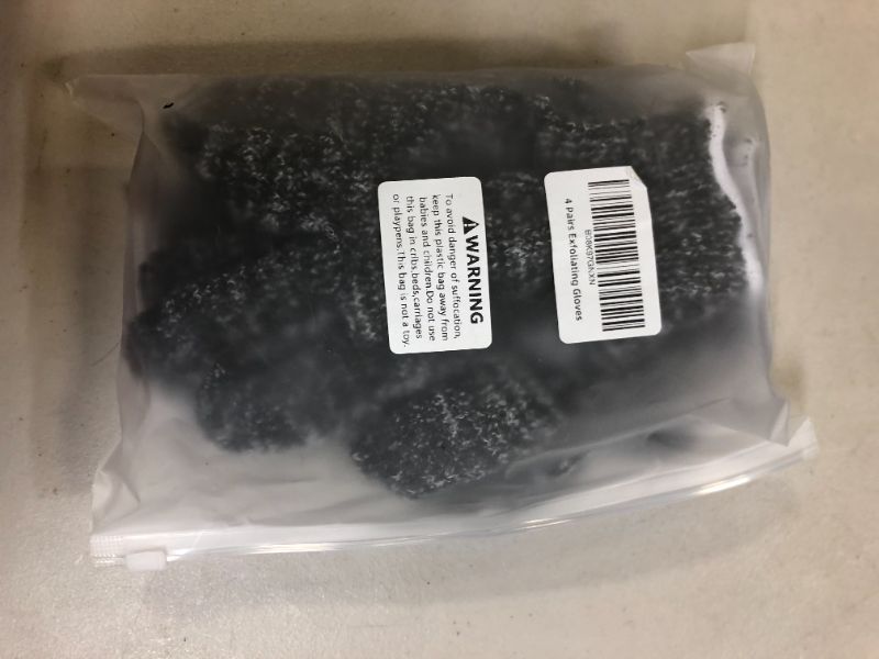 Photo 3 of 4 Pairs Exfoliating Gloves Body Scrubber,Black Scrub Wash Mitt for Bath or Shower,Deep Cleaning Acne and Dead Skin Removal.