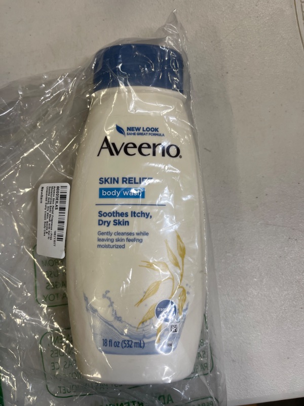 Photo 2 of Aveeno Skin Relief Fragrance-Free Body Wash with Triple Oat Formula Soothes Itchy, Dry Skin, Formulated for Sensitive Skin, Fragrance-, Paraben-, Dye- & Soap-Free, 18 fl. oz Body Wash Refill