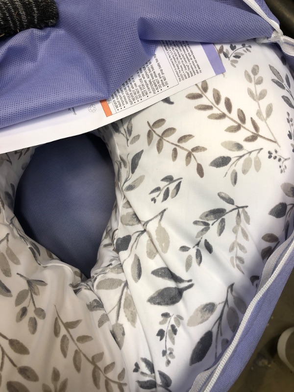 Photo 2 of Boppy Nursing Pillow and Positioner—Original | Gray Taupe Watercolor Leaves | Breastfeeding, Bottle Feeding, Baby Support | with Removable Cotton Blend Cover | Awake-Time Support