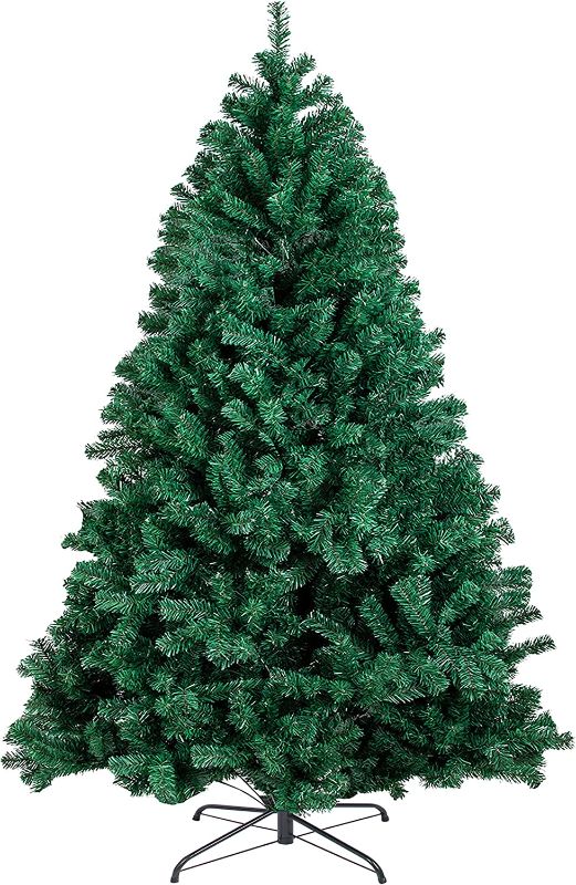 Photo 1 of 7.5FT 1,800 Tips Artificial Christmas Pine Tree Holiday Decoration with Metal Stand Easy Assembly for Outdoor and Indoor Decor Green
