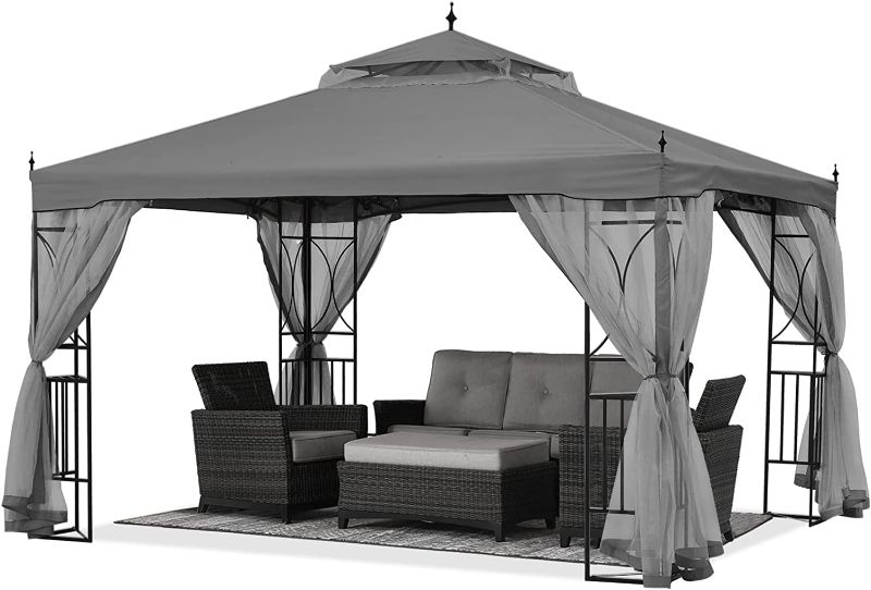 Photo 1 of 10'x12' Gazebo for Patios, Double Roof Gazebo with Netting for Patio Garden Lawn by ABCCANOPY

