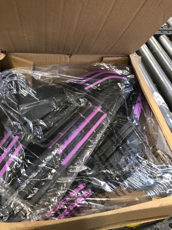 Photo 3 of Amazon Basics Rubber Coated Plastic Hangers - Black/Purple, Pack of 50 50 Black/Purple