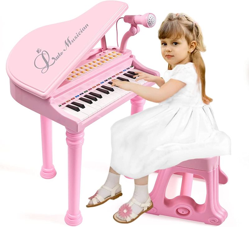 Photo 1 of Conomus 31 Keys Piano Keyboard Toy for Kids, Birthday Gift for 1 2 Year Old Girls?Pink Musical Piano Toy for Toddlers with Microphone and Stool…

