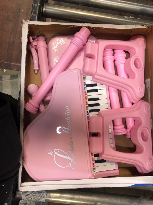 Photo 2 of Conomus 31 Keys Piano Keyboard Toy for Kids, Birthday Gift for 1 2 Year Old Girls?Pink Musical Piano Toy for Toddlers with Microphone and Stool…
