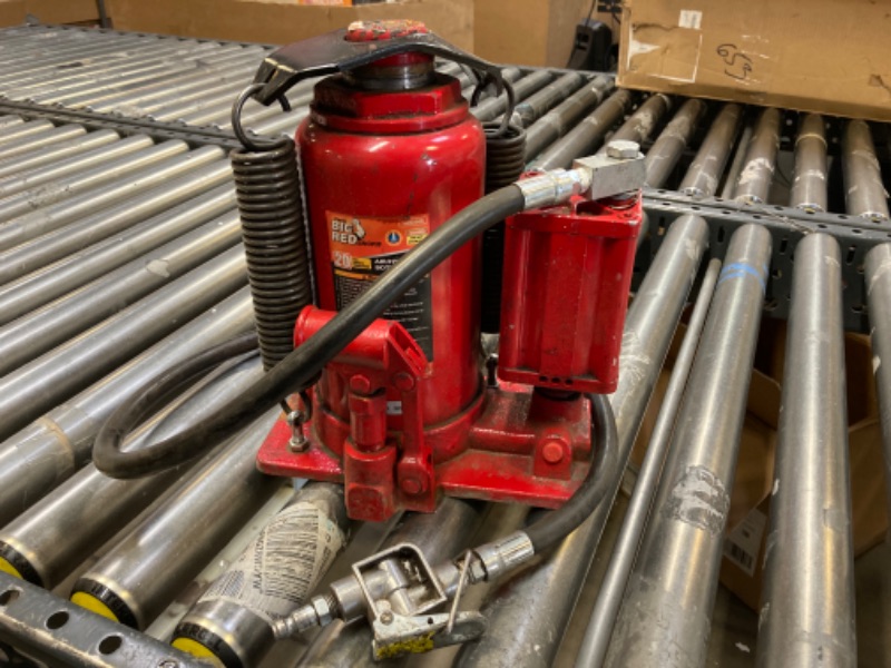 Photo 2 of BIG RED TA92006 Torin Pneumatic Air Hydraulic Bottle Jack with Manual Hand Pump, 20 Ton (40,000 lb) Capacity, Red 20 Ton (40,000 LBs) Pneumatic Air Jack