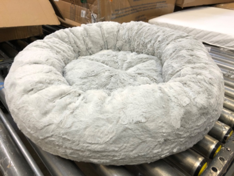 Photo 2 of Best Friends by Sheri The Original Calming Donut Cat and Dog Bed in Lux Fur Gray, Small 23x23 Lux Gray Small 23" x 23" Bed Only