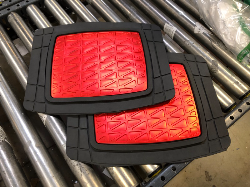 Photo 3 of Automotive Floor Mats Red Universal Fit Climaproof for All Weather Protection Heavy Duty Rubber fits Most Cars, SUVs, and Trucks, Trim to Fit Design FH Group F11315RED