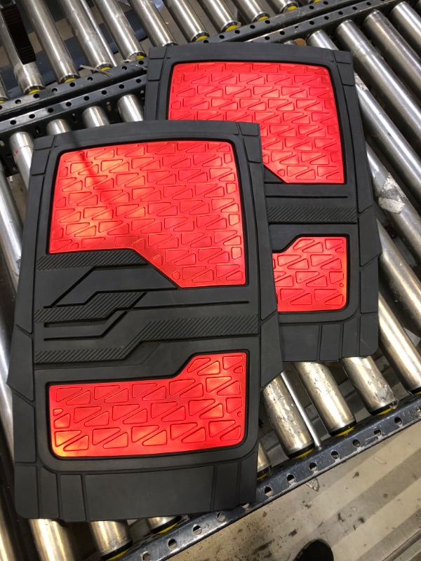 Photo 2 of Automotive Floor Mats Red Universal Fit Climaproof for All Weather Protection Heavy Duty Rubber fits Most Cars, SUVs, and Trucks, Trim to Fit Design FH Group F11315RED