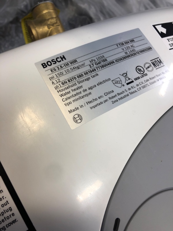 Photo 6 of Bosch Electric Mini-Tank Water Heater Tronic 3000 T 2.5-Gallon (ES2.5) - Eliminate Time for Hot Water - Shelf, Wall or Floor Mounted 2.5 Gallon