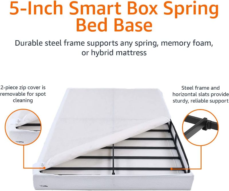 Photo 2 of Amazon Basics Smart Box Spring Bed Base, 5-Inch Mattress Foundation - Twin Size, Tool-Free Easy Assembly Twin 5-Inch Smart Box Spring