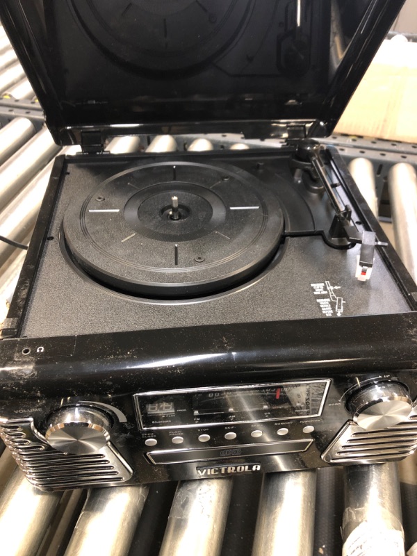 Photo 2 of Victrola 50's Retro Bluetooth Record Player & Multimedia Center with Built-in Speakers - 3-Speed Turntable, CD Player, AM/FM Radio | Vinyl to MP3 Recording | Wireless Music Streaming | Black Black Record Player