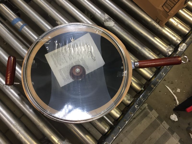 Photo 1 of 21st & Main Light weight Cast Iron Wok, Stir Fry Pan, Wooden Handle, with Glass lid, 14 Inch, chef’s pan, pre-seasoned nonstick, commercial and household, for Chinese Japanese and others Cooking 14 inch with lid