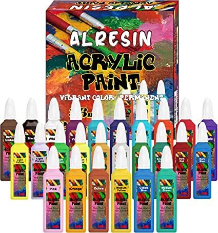 Photo 1 of Acrylic Paint Set for Kids, 26 Colors Canvas Painting sets Non-Toxic No Fading Rich Pigment Craft Paints sets for Adults Artists Canvas Crafts Wood Craft Supplies & Materials