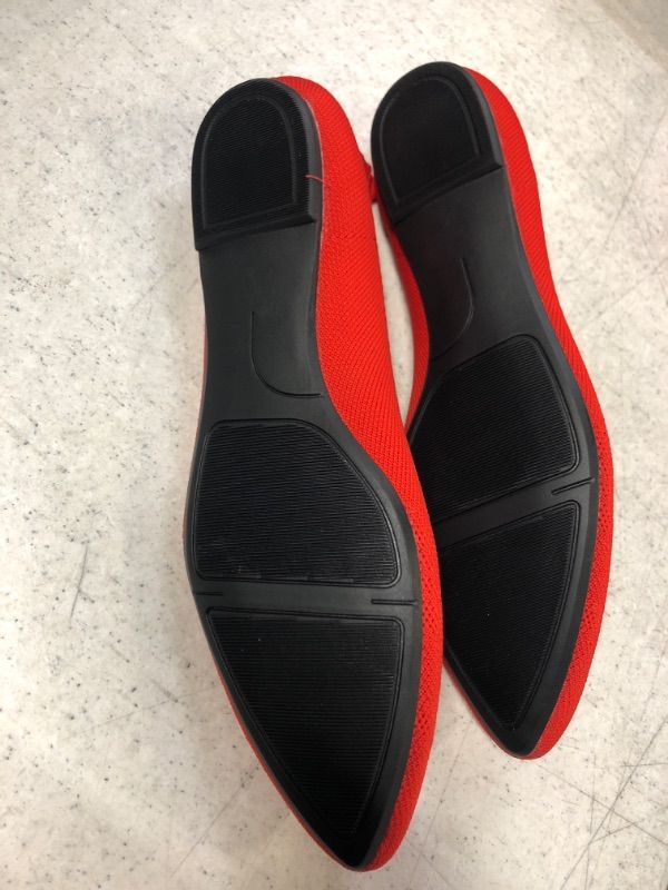 Photo 1 of Harriseve Women's Casual Fashion Shallow Mouth Pointed Toe Flat Shoe - Breathable Mesh Ballet Flats- Color Red - Size 10