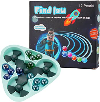 Photo 2 of Find Law Glass Ball Rolling Challenging Board Game Puzzle Toy,Fun Marble Running and Chasing Magic Beads Competitive,Party Event Game for Men and Kids.(Light Blue-T)- Factory Seal