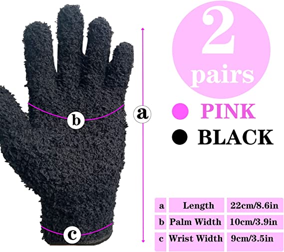 Photo 3 of 2 Pairs Microfiber Hair Dye Gloves, Fuzzy Gloves for Hair Salon Supplies, Hairstylist Reusable Microfiber Hair Color Mitt, Washable Cleaning Mittens for Kitchen House Cleaning