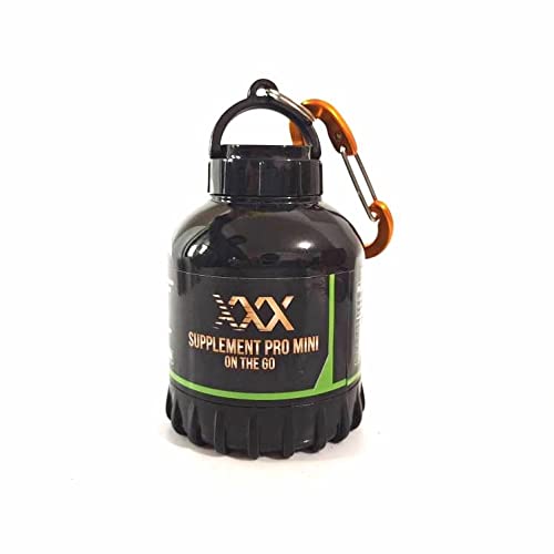Photo 1 of XXXproMini Keychain Supplement Funnel 60g Portable Protein Powder Container Durable BPAFree Pre Workout Water Black and Gold 2.56 ounces