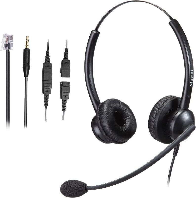 Photo 1 of MAIRDI Call Center Headset with Microphone Noise Canceling, Office Phone Headset with RJ9 Jack & 3.5mm Connector for Landline Deskphone Cell Phone PC Laptop, for Mitel Aastra Toshiba NEC Shoretel