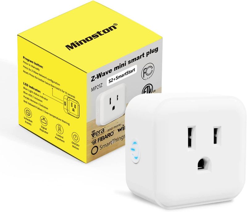 Photo 1 of Minoston Z-Wave Plus Outlet, Mini Plug in Socket, 15A, Z-Wave Hub Required, Built-in Repeater/Range Extender, Work with SmartThings, Wink, Alexa, Google Assistant, FCC & ETL Listed(MP21Z)
