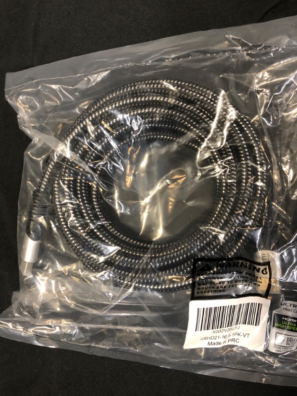 Photo 1 of 8K HDMI 2.1 Cable (Certified) 16.5 feet,Adoreen 48Gbps Braided HDMI Cord(1.5ft to 16.5ft) for 8K@60Hz 4K@120Hz 2K 1080P, Dynamic HDR, eARC HDCP2.2 Compatible PS5,PS4,Xbox,HD TV with 5 Cable Ties(5m) 16.5ft-1PK
