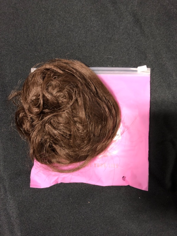 Photo 2 of HMD Tousled Updo Messy Bun Hair Piece Hair Extension Ponytail With Elastic Rubber Band Updo Extensions Hairpiece Synthetic Hair Extensions Scrunchies Ponytail Hairpieces for Women(Tousled Updo Bun, Medium Chestnut brown)
