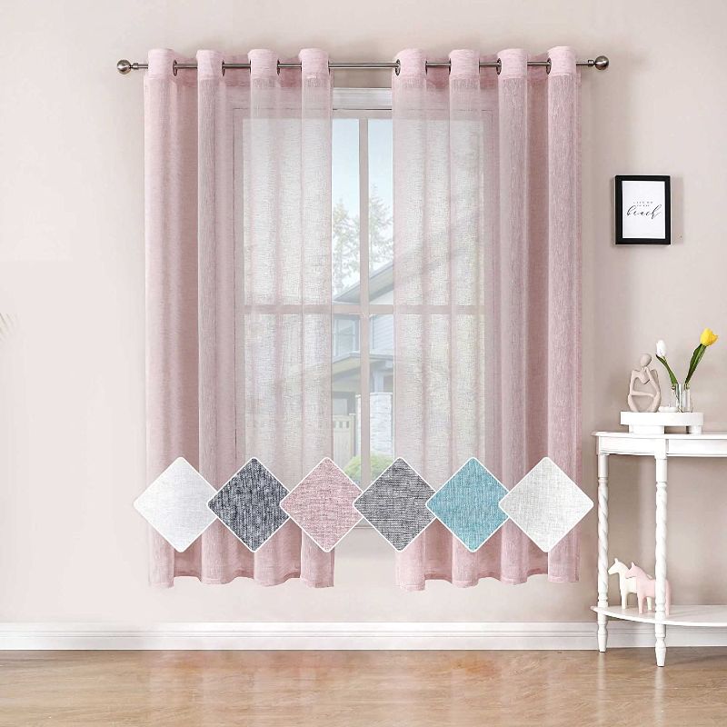 Photo 1 of BAPITE Sheer Curtains for Living Room 72 Inch Long 2 Panels, Faux Linen Textured Sheer Voile with Grommets for Bedroom, Soft Touching Light Filtering Thin Curtain for Kitchen
