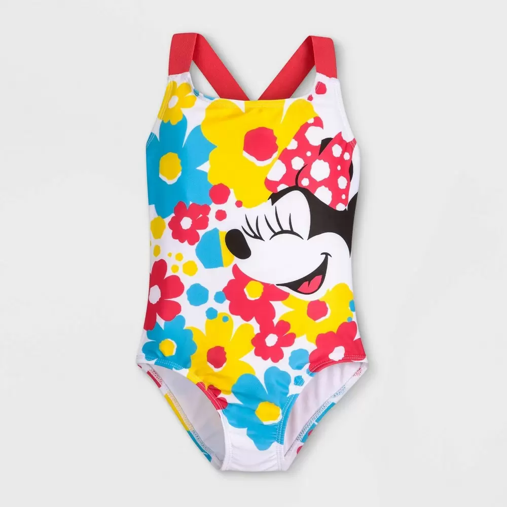 Photo 1 of Girls' Disney Minnie Mouse Swimsuit - Red 4 - Disney Store
