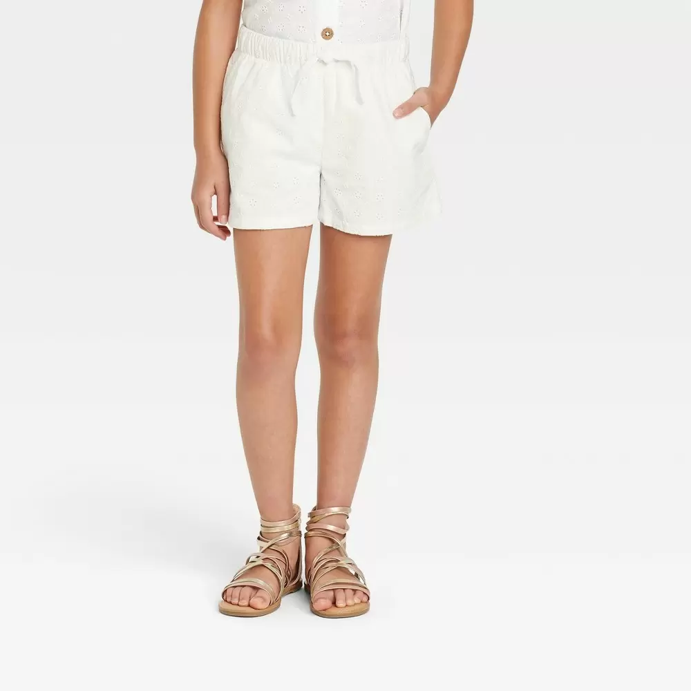 Photo 1 of Girls' Pull-On Eyelet Shorts - Cat & Jack White XL
