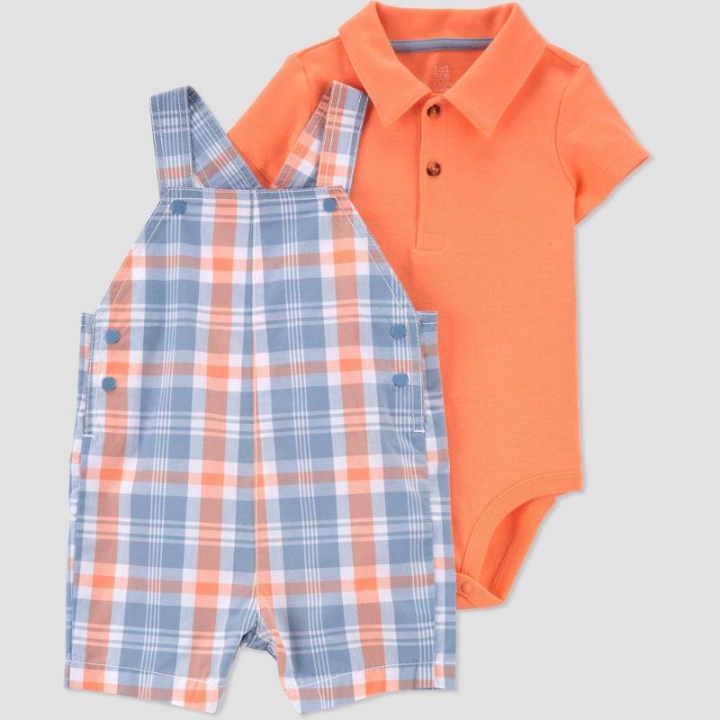 Photo 1 of Carter's Just One You® Baby Boys' 2pc Plaid Top & Bottom Set - Orange/Blue (3M)
