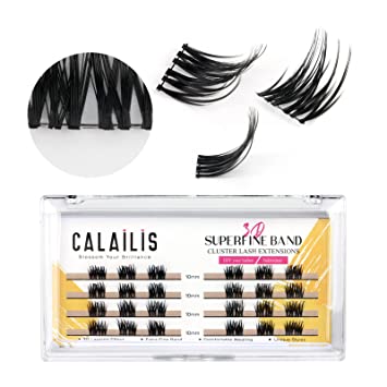 Photo 1 of Lash Clusters,CALAILIS Cluster Lashes Individual Lashes Superfine Brand Natural Look Reusable DIY Eyelash Extension 0.07mm 24Pcs Eyelash Clusters OF 2 Pack (Style4 10mm Black Brand)
