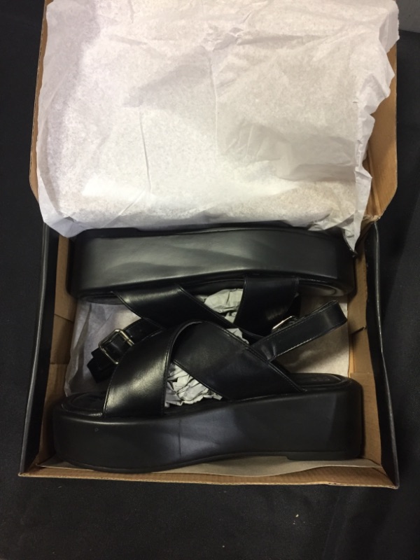 Photo 1 of (( SIZE 6 )) READYSALTED Women's Chunky Platform Sandals in Open Toe Ankle Strap Buckle (WIN1)
