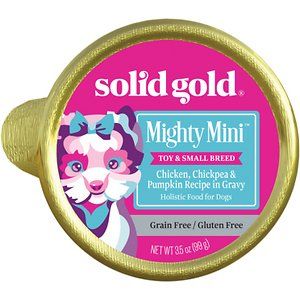 Photo 1 of (( FACTORY SEALED / PACKAGED )) ** BEST BY NOV 16 2023 ** Solid Gold Mighty Mini Toy Breed Chicken Grain Free Dog Food Cup, 3.5 Oz., Case of 12, 12 X 3.5 OZ
