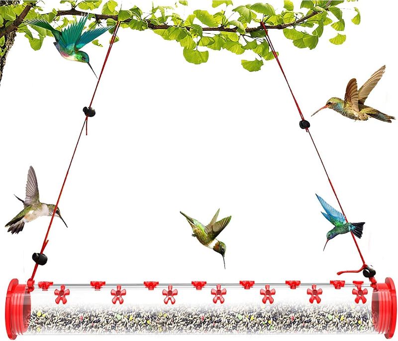 Photo 1 of (( FACTORY PACKAGED )) Hummingbird Feeders for Outdoors-15.7 Standing Tube Bird Feeders for Outside,Best Flower Hanging Bird Feeder with Hole for Windows, Patio,Garden,Yard,Deck,Feeders
