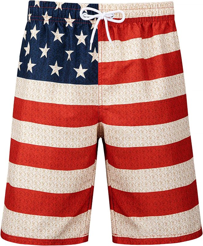 Photo 1 of (( FACTORY SEALED / SIZE MEDIUM  )) Dumoldpa Mens American Flag Swim Trunks Pineapple Swimming Trunks Board Shorts Swimwear Shorts Bathing Suits with Pockets
