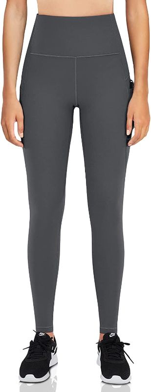 Photo 1 of (( SIZE MEDIUM COLOR GREY )) espidoo High Waist Women Yoga Leggings: Soft Capri Leggings with 3 Pockets - 4 Way Stretch Yoga Pants for Workout
