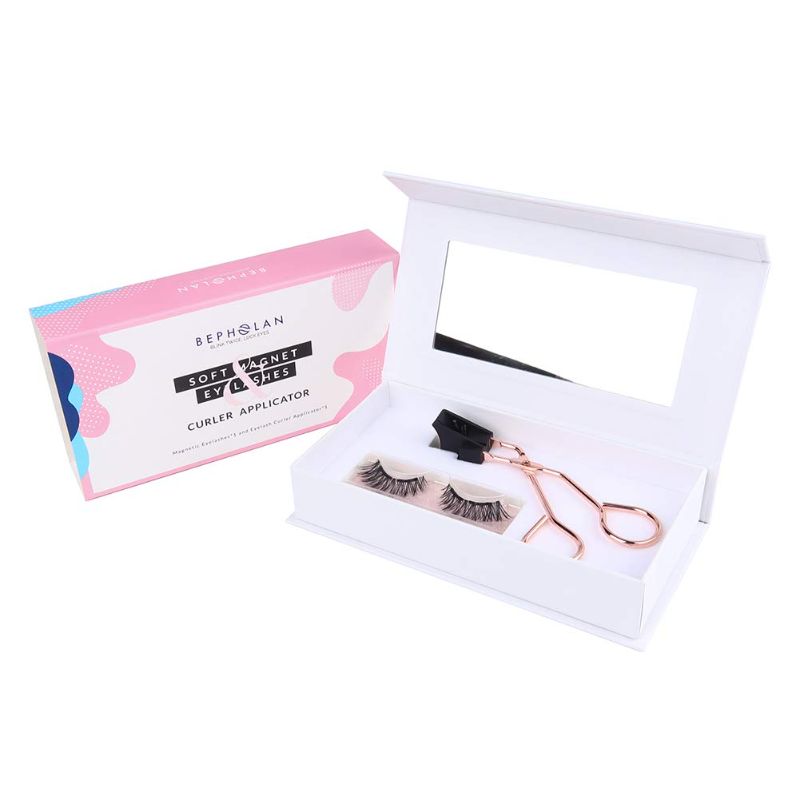 Photo 1 of (( FACTORY SEALED )) BEPHOLAN Soft Magnetic False Eyelashes, With Eyelash Curler Applicator, 1 Pairs Faux Mink Fake Eyelashes, 005
