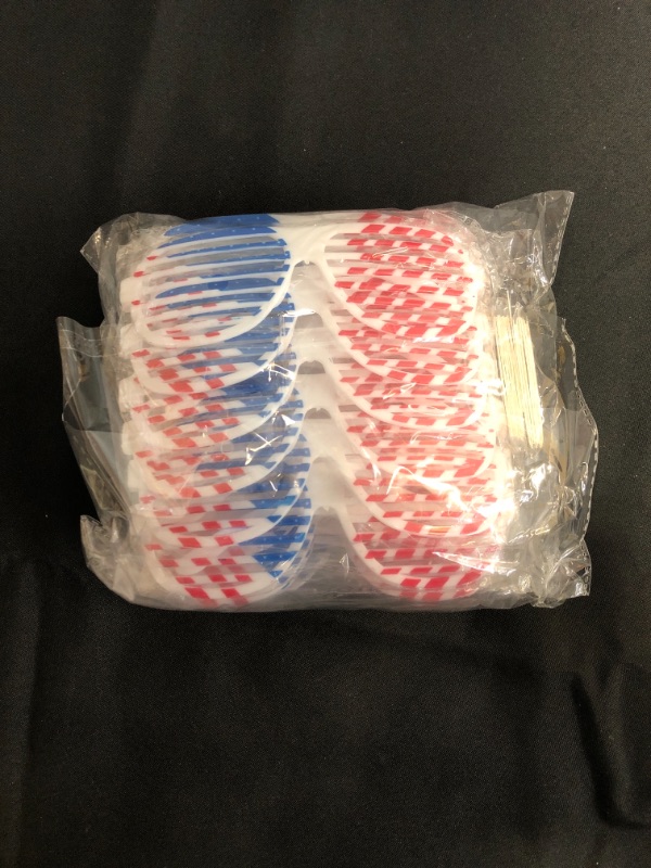 Photo 2 of (( FACTORY SEALED )) ALLCOLOR 74 pcs Patriotic Party Favor of 24 pairs American Flag Shutter Glasses and 50 Tattoo Stickers 4th of July Sunglasses Accessories for Women Kids Adults, Independence Day Decorations for Party
