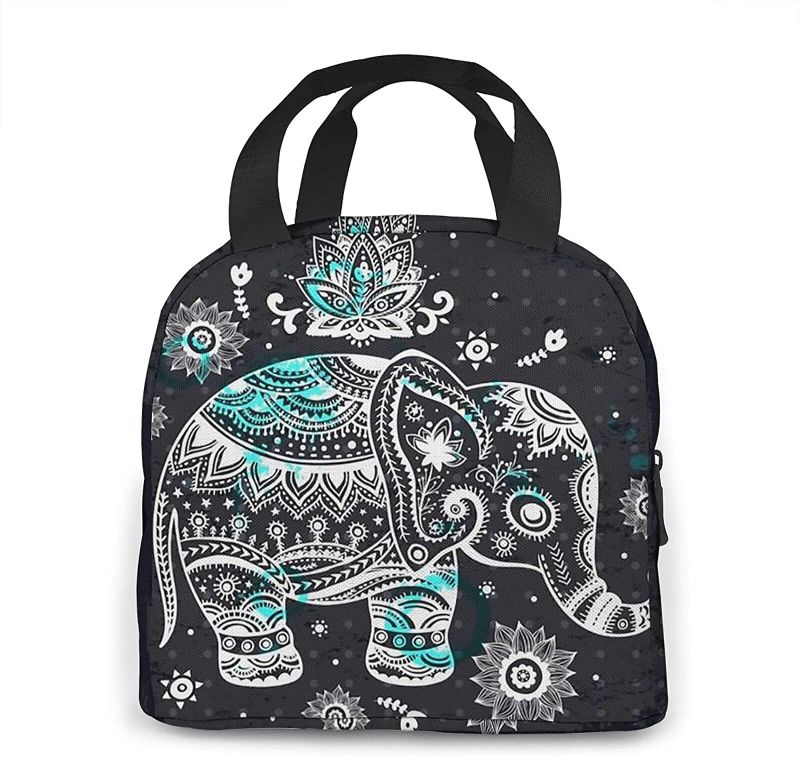 Photo 1 of (( FACTORY SEALED )) Black Elephant Lunch Bag for Women, Kids Insulated Lunch Box Reusable Lunch Cooler Tote Bag Thermal Lunchbag for School Work Picnic
