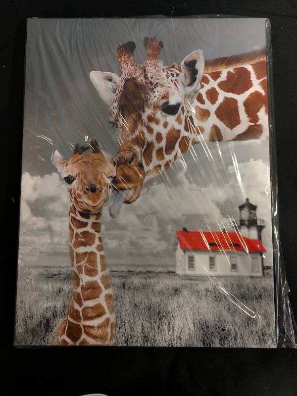 Photo 1 of (( FACTORY SEALED )) MOM AND BABY GIRAFFE CANVAS WALL DECOR 12' X 16'