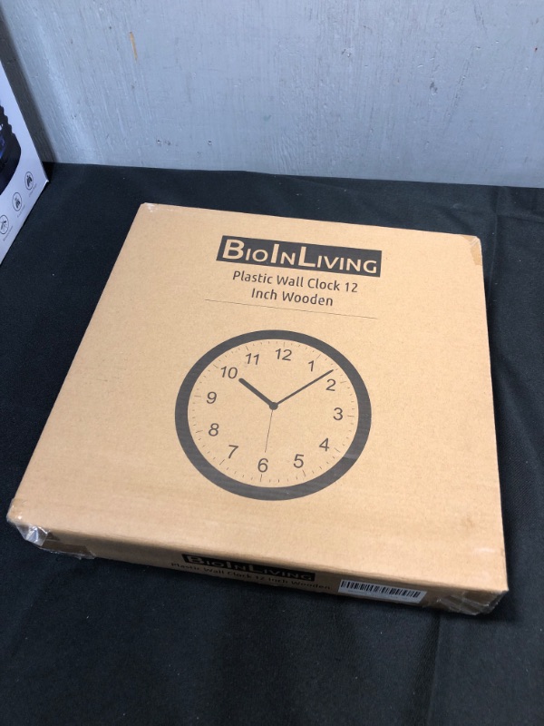 Photo 2 of ** FACTORY PACKAGED ** BIOINLIVING Wall Clock 12 Inch Wooded Round Silent Wall Clocks Large Battery Operated Non-Ticking White Clock for Living Room Kitchen Bedroom Office Home School