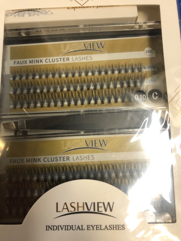 Photo 2 of LASHVIEW DIY Eyelash Extension Kit,8-14mm Mixed Cluster Eyelash Extensions, Individual Lashes Kit,Cluster Lashes with Glue and Tweezers