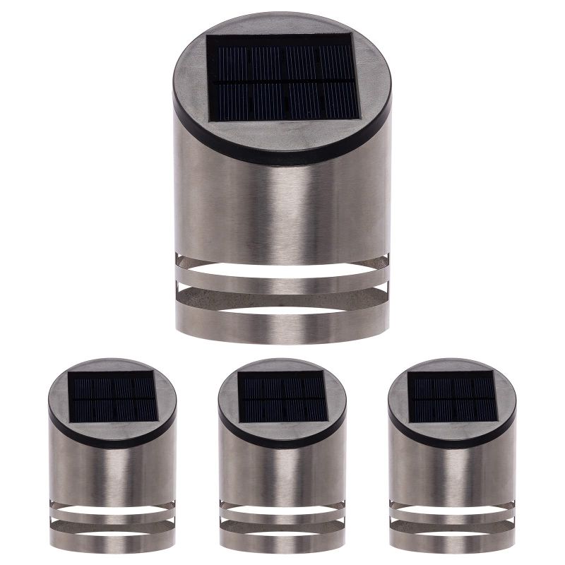 Photo 2 of 6 BOXES TOTAL-GreenLighting Solar Fence Lights - Stainless Steel Solar Outdoor Lights for Fence, Patio, Stairs, Deck - Waterproof, Solar Powered - Cylinder Solar Step Lights (4 Pack)--24 LIGHTS TOTAL