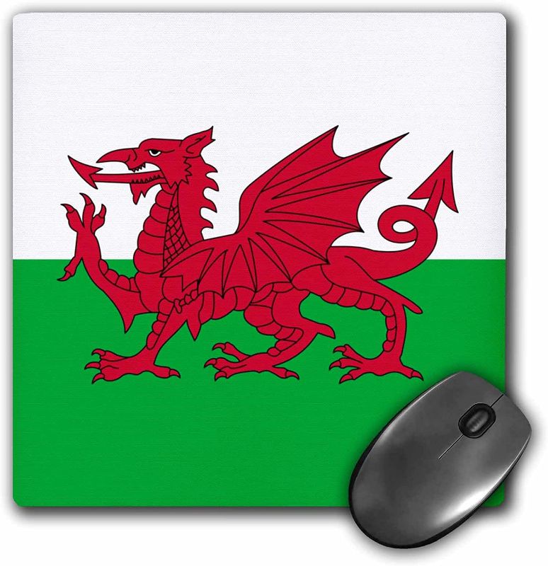 Photo 1 of 3dRose 8 x 8 x 0 25 Inches Flag of Wales Welsh Red Dragon on White and Green Y Ddraig Gochc United Kingdom Great Britain Mouse Pad