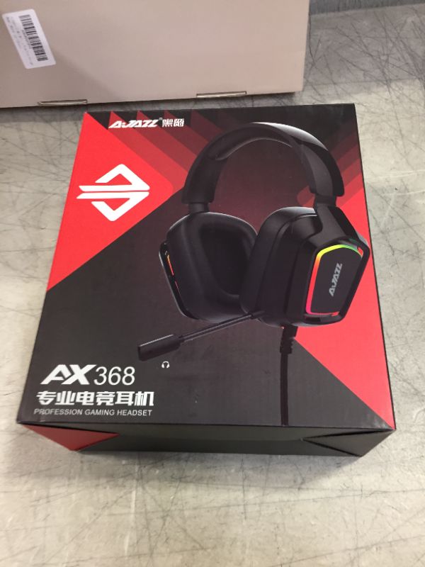 Photo 2 of AX365 Gaming Headset, 7.1 Stereo Surround Sound, Independent Wire Control, Retractable Noise Canceling Mic, Over Ear Headphone, LED Light Soft Memory Earmuffs, Black

