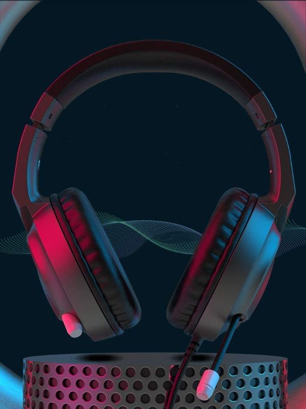Photo 1 of AX365 Gaming Headset, 7.1 Stereo Surround Sound, Independent Wire Control, Retractable Noise Canceling Mic, Over Ear Headphone, LED Light Soft Memory Earmuffs, Black
