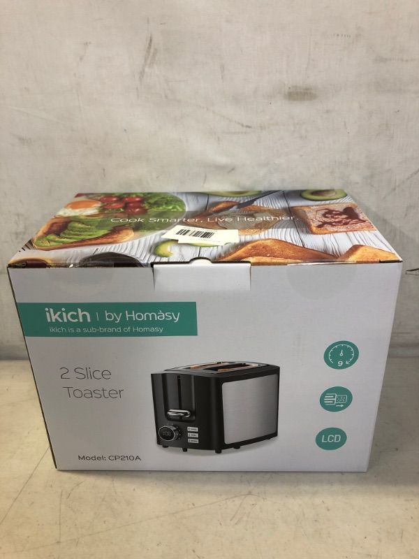 Photo 1 of IKICH Toaster 2 Slice, 9 Settings Toasters, LCD Screen Stainless Steel Toaster, Wide Slot, Cancel/Bagel/Defrost/Reheat Function, Removal Crumb Tray , FACTORY SEALED
